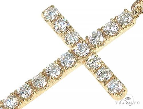 14K Gold Diamond Single Cross Earrings  66197 - Image 4