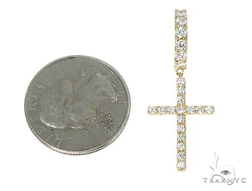 14K Gold Diamond Single Cross Earrings, photo 5 of 6