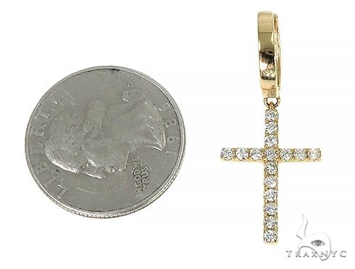 14K Gold Diamond Single Cross Earrings 66196 - Image 5