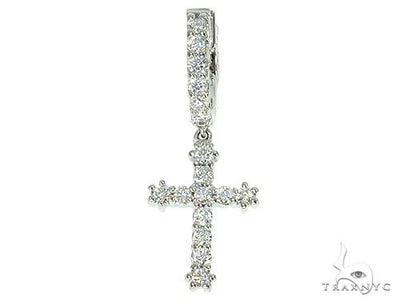 14K Gold Diamond Single Cross Earrings 66198 - Image 1