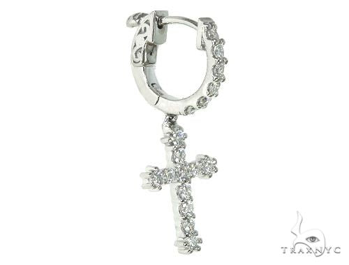 14K Gold Diamond Single Cross Earrings 66198 - Image 2