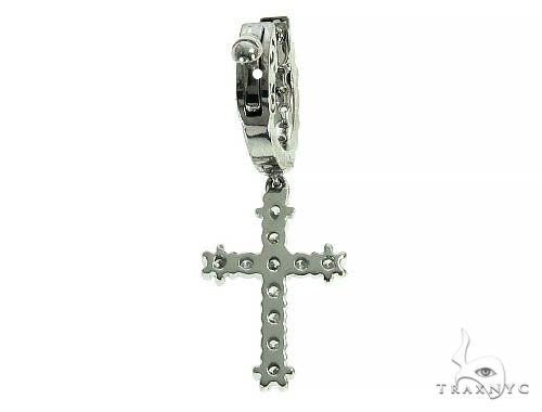 14K Gold Diamond Single Cross Earrings 66198 - Image 3