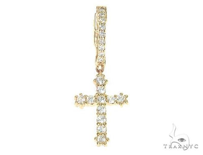 14K Gold Diamond Single Cross Earrings 66199 - Image 1