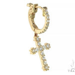 14K Gold Diamond Single Cross Earrings 66199 - Image 2