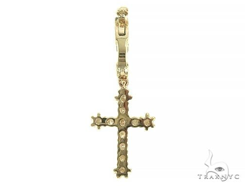 14K Gold Diamond Single Cross Earrings 66199 - Image 3