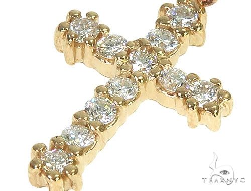 14K Gold Diamond Single Cross Earrings 66199 - Image 4