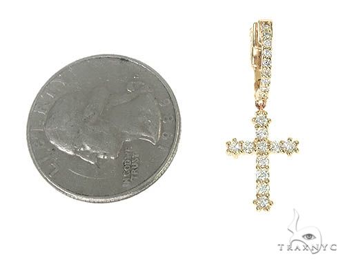 14K Gold Diamond Single Cross Earrings, photo 6 of 7