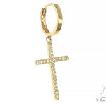 14K Gold Diamond Single Cross Earrings 66200 - Image 2