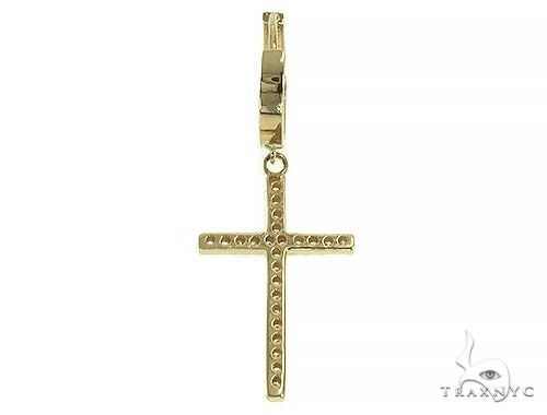 14K Gold Diamond Single Cross Earrings 66200 - Image 3