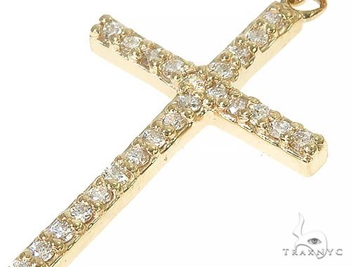 14K Gold Diamond Single Cross Earrings, photo 4 of 6