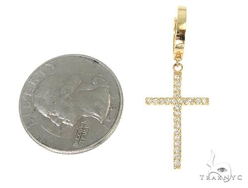 14K Gold Diamond Single Cross Earrings 66200 - Image 5