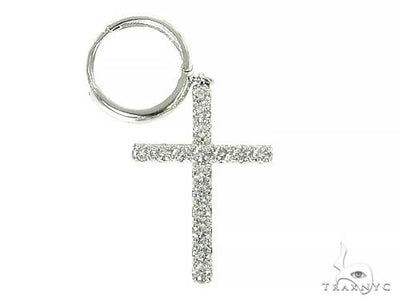 14K Gold Diamond Single Cross Earrings