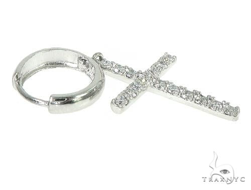 14K Gold Diamond Single Cross Earrings 66201 - Image 2
