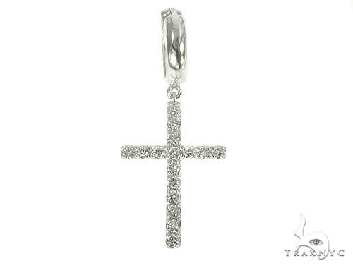 14K Gold Diamond Single Cross Earrings 66201 - Image 3
