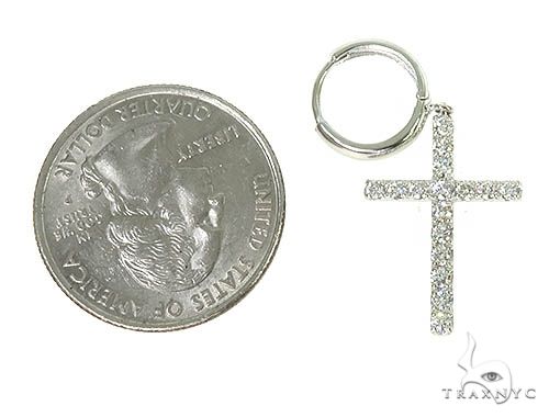 14K Gold Diamond Single Cross Earrings 66201 - Image 5