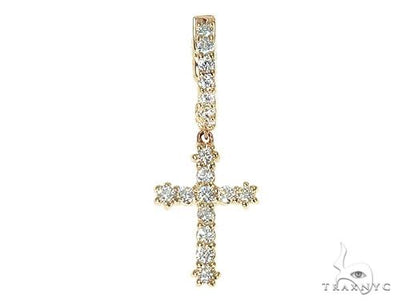 14K Gold Diamond Single Cross Earrings