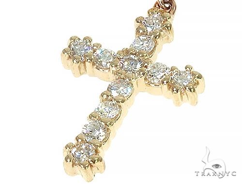 14K Gold Diamond Single Cross Earrings 66202 - Image 4