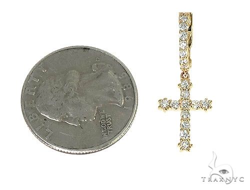 14K Gold Diamond Single Cross Earrings, photo 5 of 6