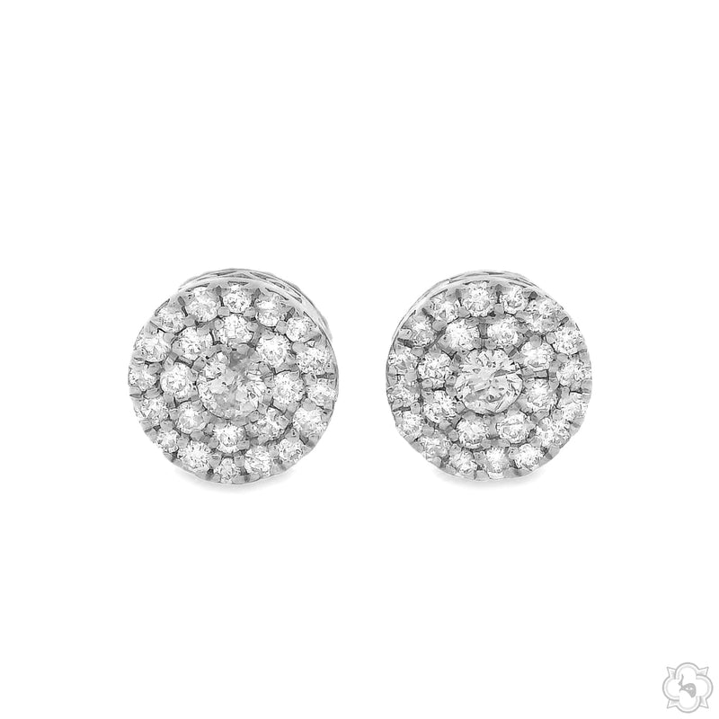 14K Gold Diamond Cluster Earrings, view 8