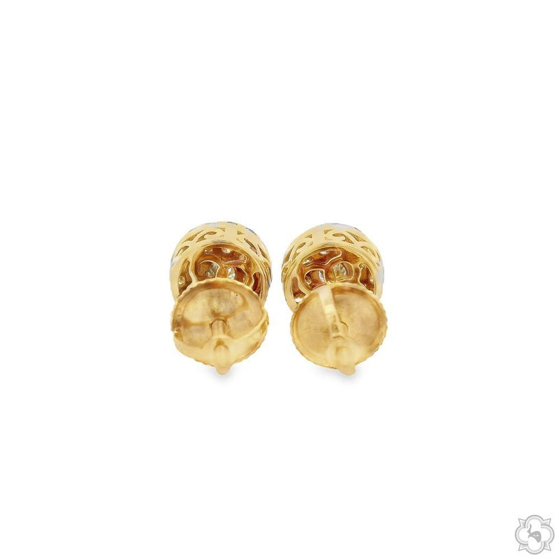 14K Gold Diamond Cluster Earrings, photo 5 of 9