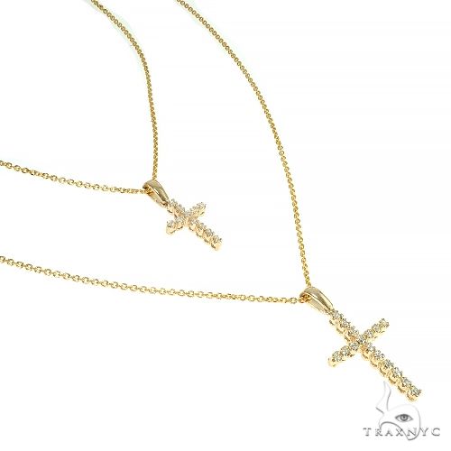 14K Gold Double Cross Necklace 66609 - Image 1