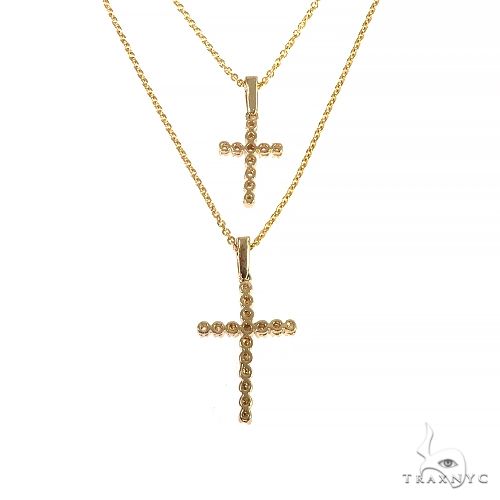 14K Gold Double Cross Necklace 66609 - Image 3