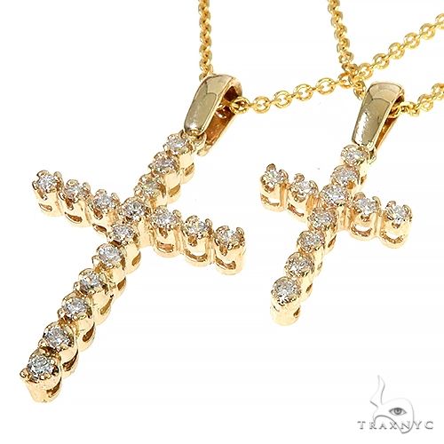 14K Gold Double Cross Necklace 66609 - Image 4