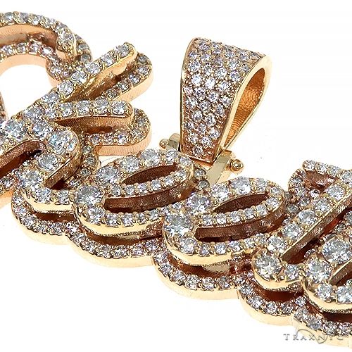 14K Gold Double Layer Diamond Name Pendant 66630 - Image 4