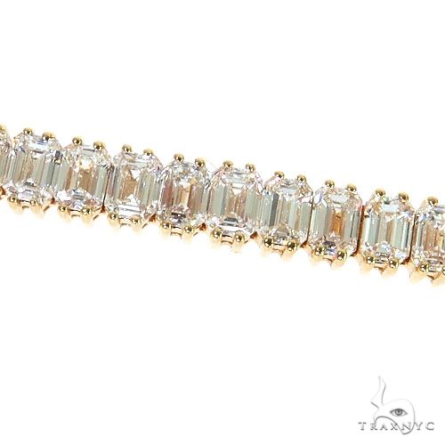 14K Gold Emerald Diamond Bracelet (Lab) 68611 - Image 3