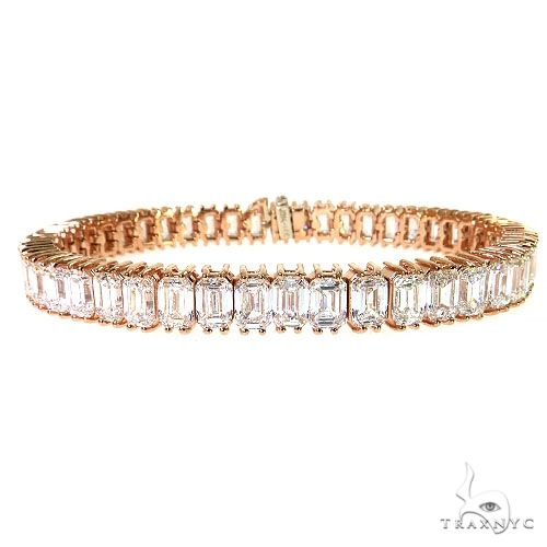 14K Gold Emerald Diamond Bracelet (Lab) 68612 - Image 1