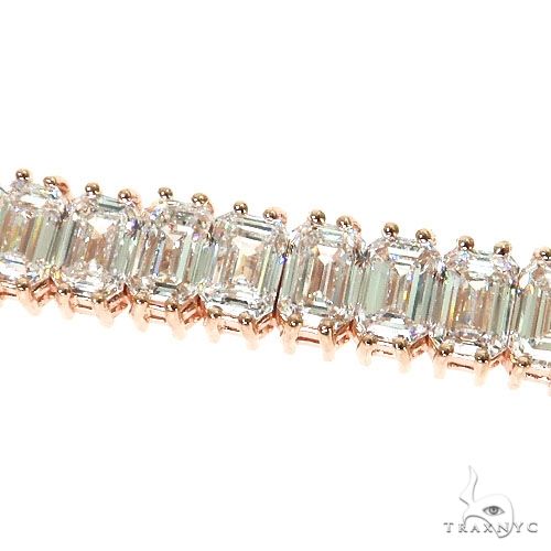 14K Gold Emerald Diamond Bracelet (Lab) 68612 - Image 3