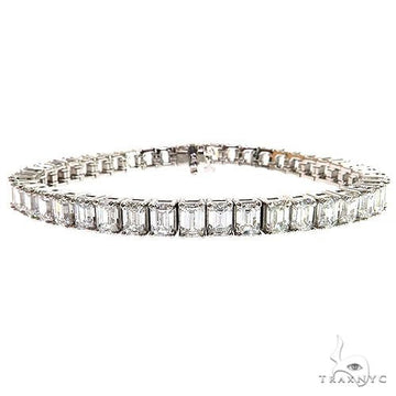14K Gold Emerald Diamond Bracelet (Lab) 68613 - Image 1
