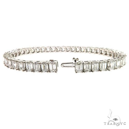 14K Gold Emerald Diamond Bracelet (Lab) 68613 - Image 2
