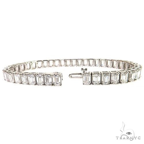 14K Gold Emerald Diamond Bracelet (Lab), photo 2 of 6