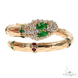 14K Gold Emerald Eye Snake Ring 67543