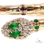 14K Gold Emerald Eye Snake Ring 67543 - Image 3