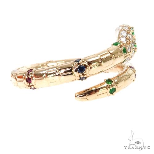 14K Gold Emerald Eye Snake Ring 67543 - Image 5