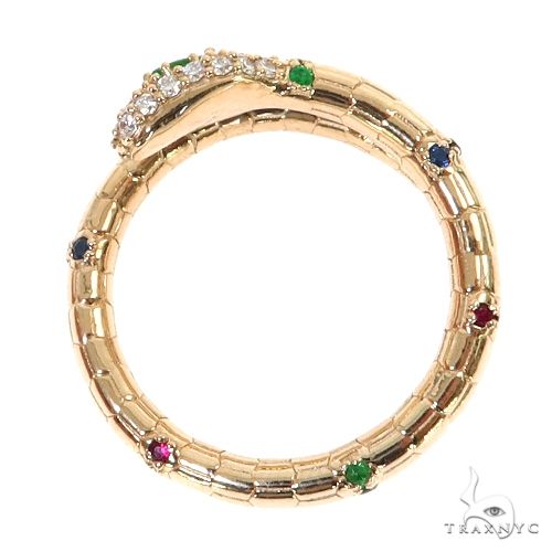 14K Gold Emerald Eye Snake Ring 67543 - Image 7