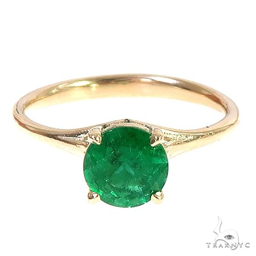 14K Gold Emerald Solitaire Engagement Ring 66603 - Image 2