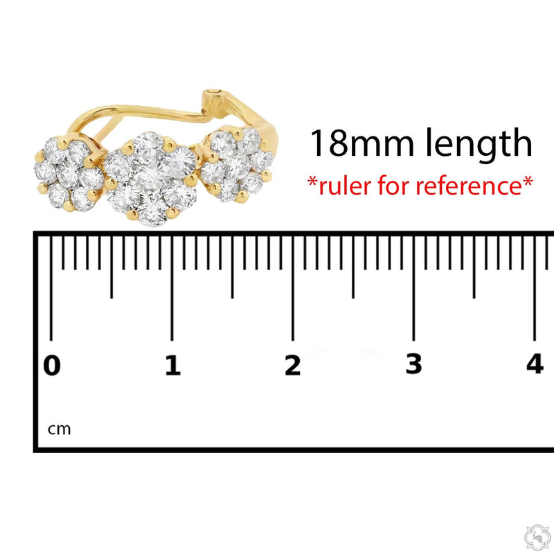 14K Gold Flower Diamond Hoop Earrings 70480 - Image 9
