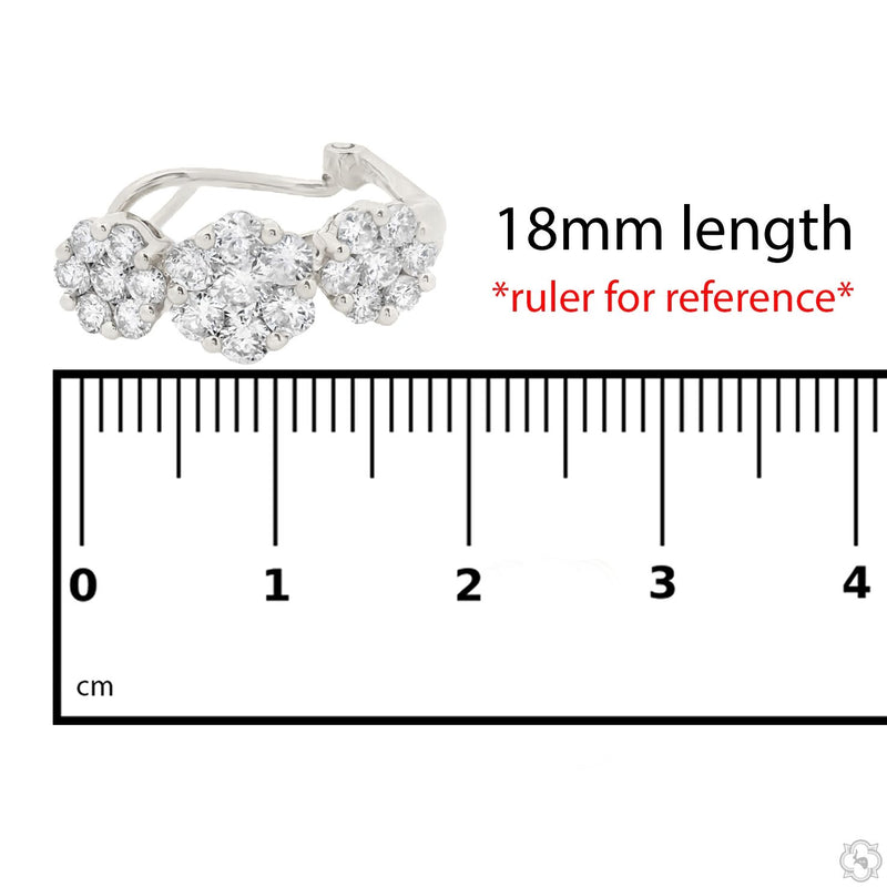 14K Gold Flower Diamond Hoop Earrings 70480 - Image 10