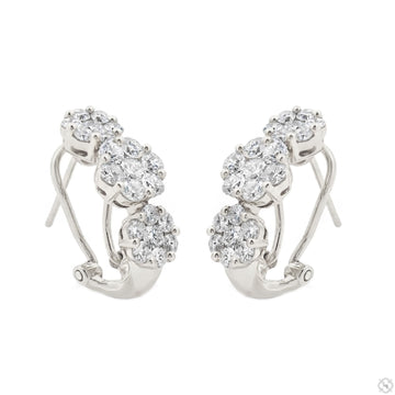 14K Gold Flower Diamond Hoop Earrings 70480 - Image 1
