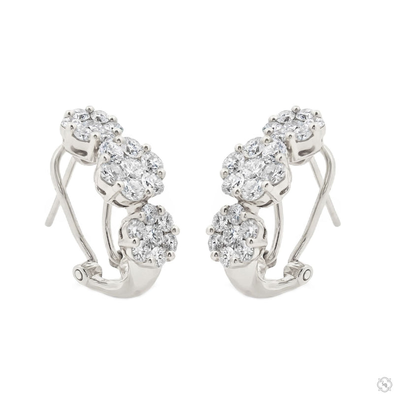 14K Gold Flower Diamond Hoop Earrings 70480 - Image 1