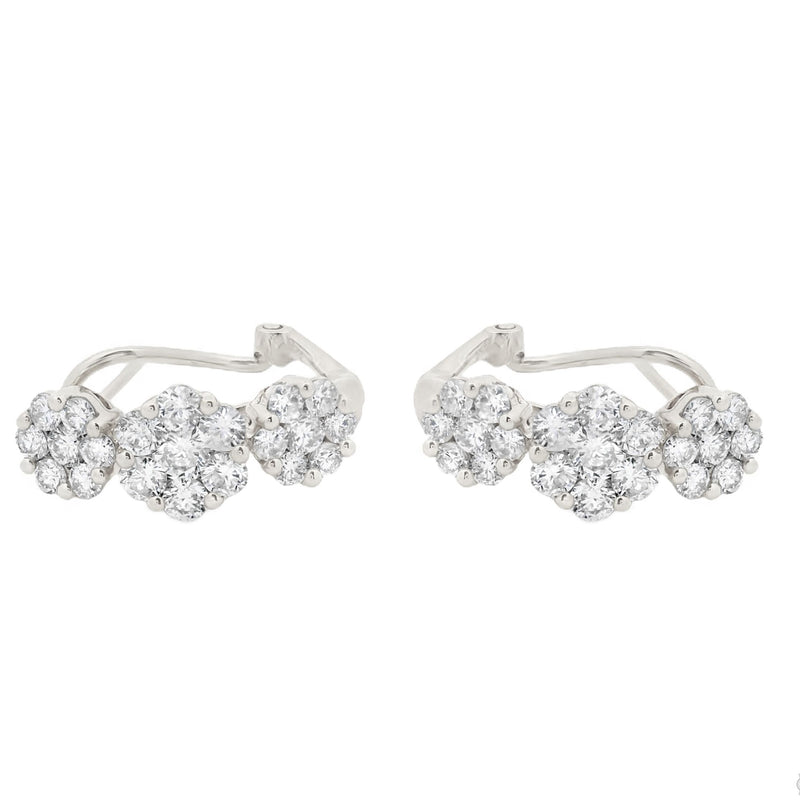 14K Gold Flower Diamond Hoop Earrings 70480 - Image 6