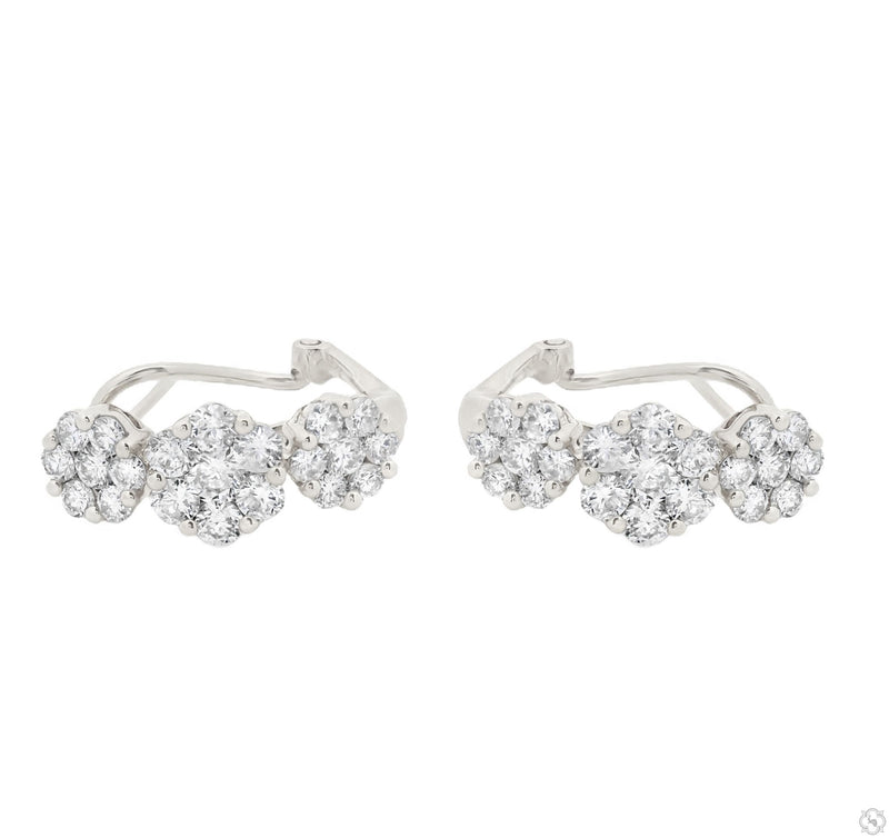 14K Gold Flower Diamond Hoop Earrings 70480 - Image 6