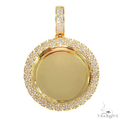 14K Gold Flower Frame Diamond Photo Pendant 66880 - Image 1