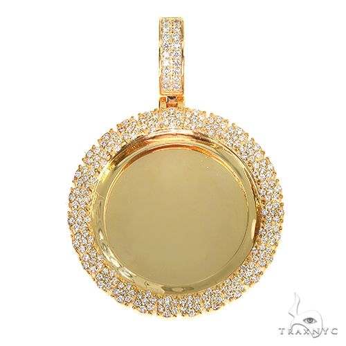 14K Gold Flower Frame Diamond Photo Pendant 66880 - Image 1