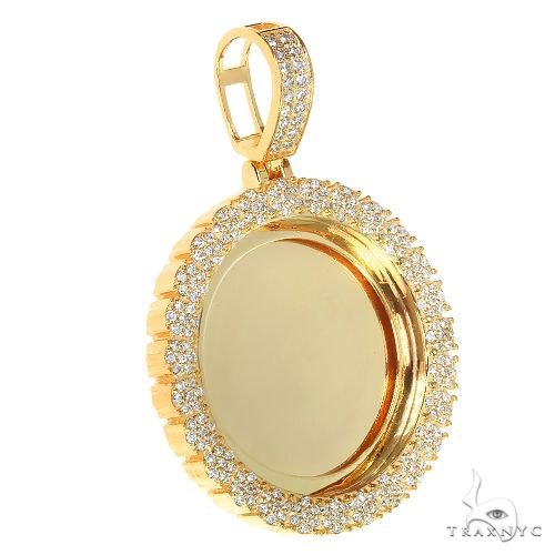 14K Gold Flower Frame Diamond Photo Pendant 66880 - Image 2