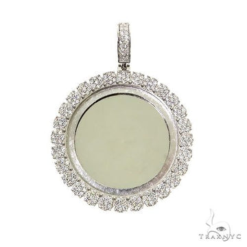 14K Gold Flower Frame Diamond Photo Pendant 67655 - Image 1