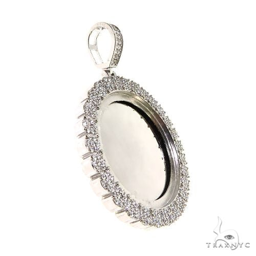 14K Gold Flower Frame Diamond Photo Pendant 67655 - Image 2